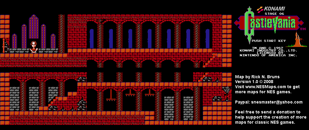Castlevania - Stage 06 Nintendo NES Background Only Map
