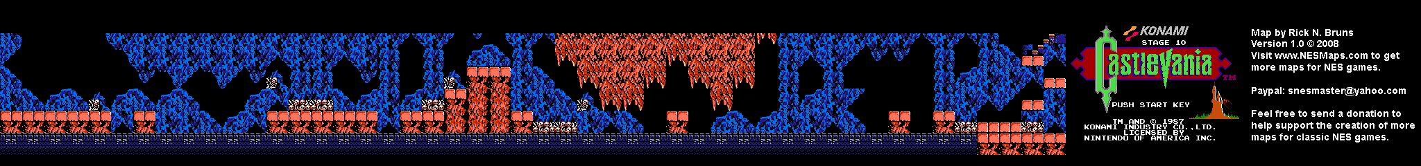 Castlevania - Stage 10 Nintendo NES Background Only Map