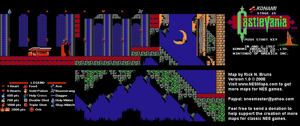 Castlevania - Stage 18 Nintendo NES Map