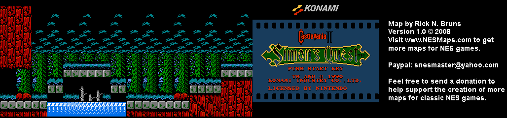 Castlevania II Simon's Quest - Area 13 Background Only Map