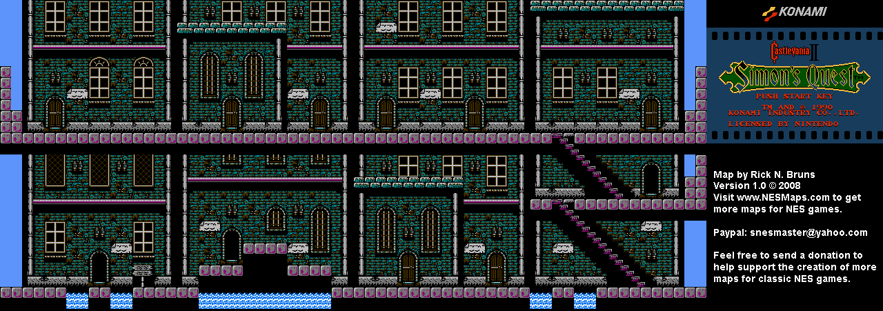Castlevania II Simon's Quest - Area 16 Town of Aljiba Background Only Map