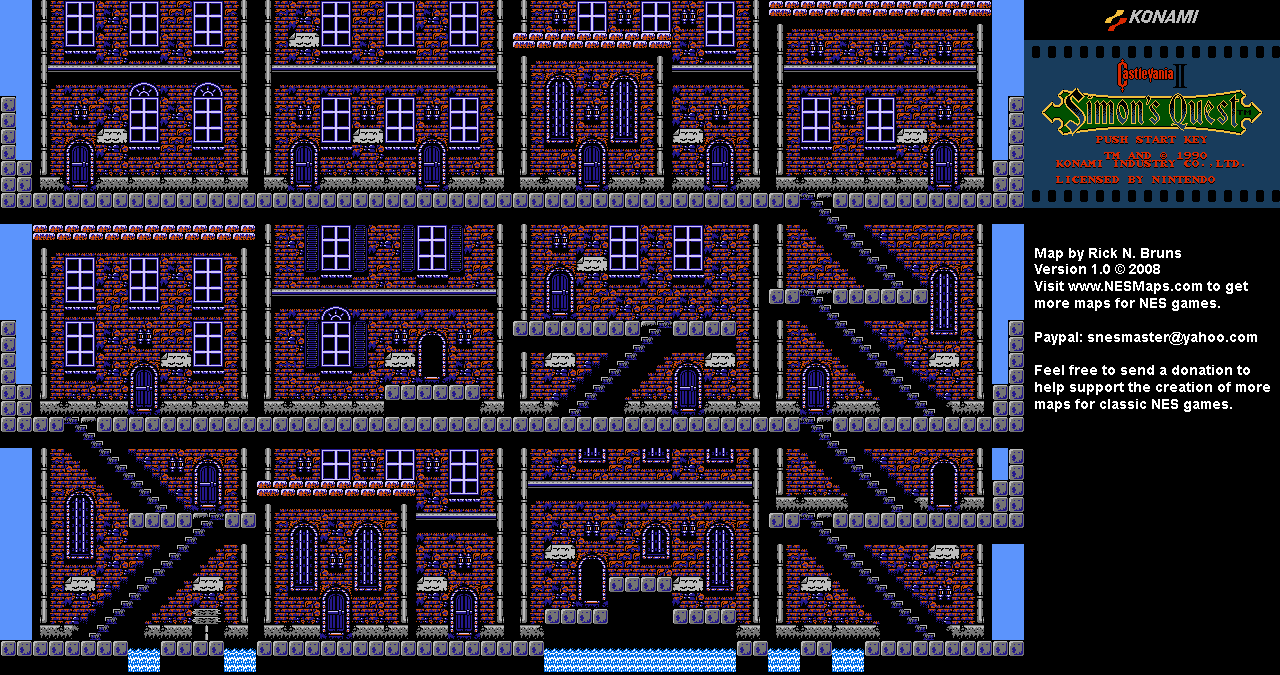 Castlevania II Simon's Quest - Area 33 Town of Ondol Background Only Map