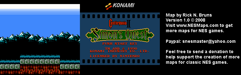 Castlevania II Simon's Quest - Area 36 Background Only Map