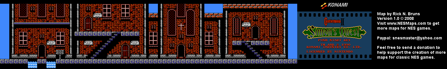 Castlevania II Simon's Quest - Area 44 Town of Doina Background Only Map