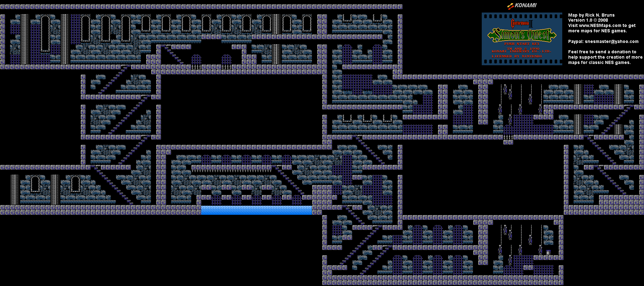 Castlevania II Simon's Quest - Castle 4 Bodley Mansion Background Only Map