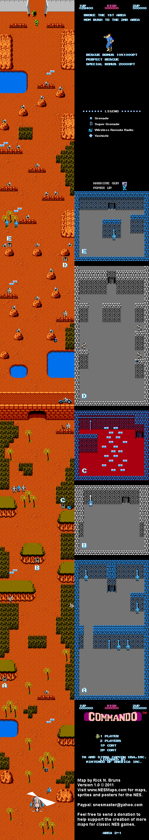 Commando - Area 2-1 - Nintendo NES Map