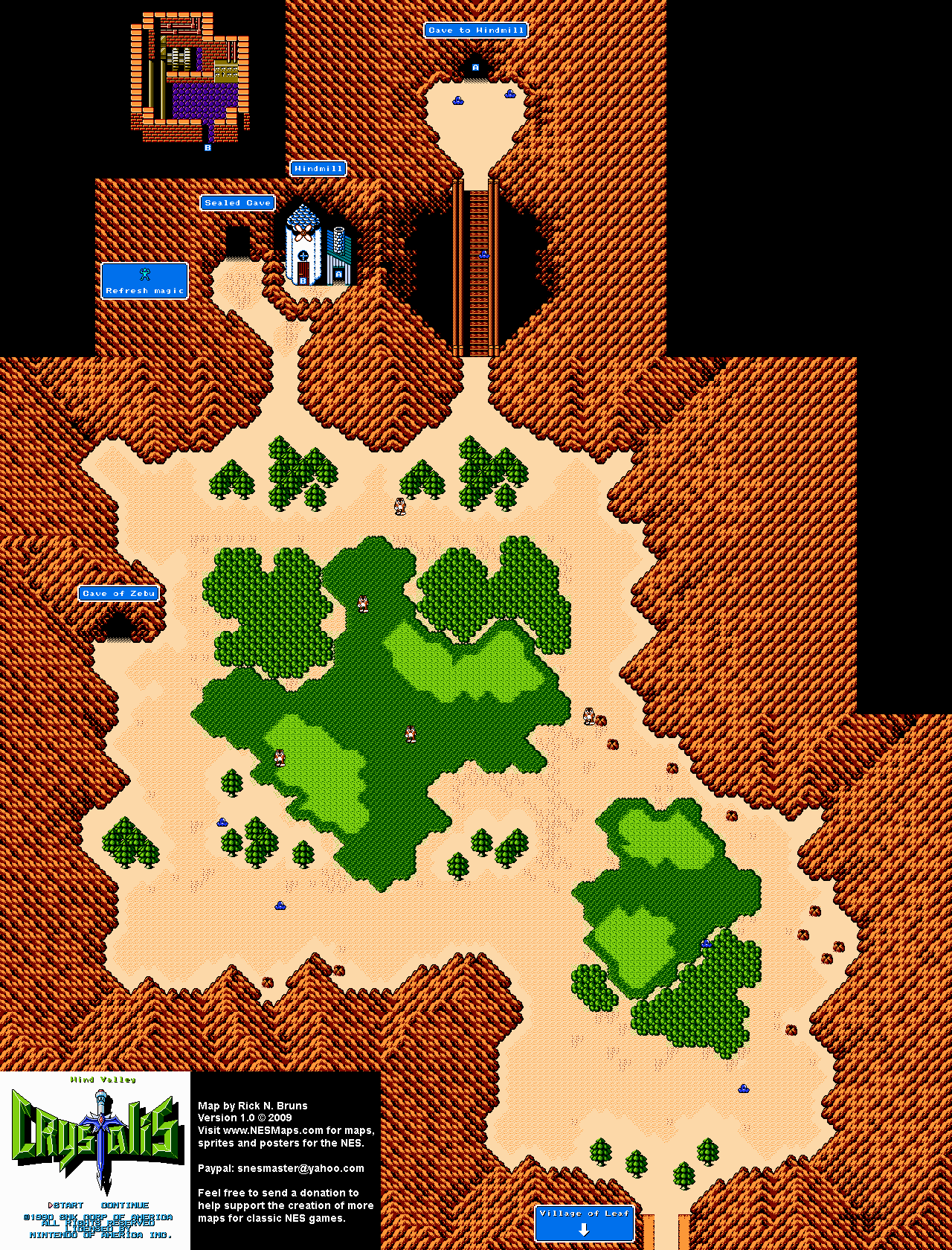 Crystalis - Wind Valley Nintendo NES Map