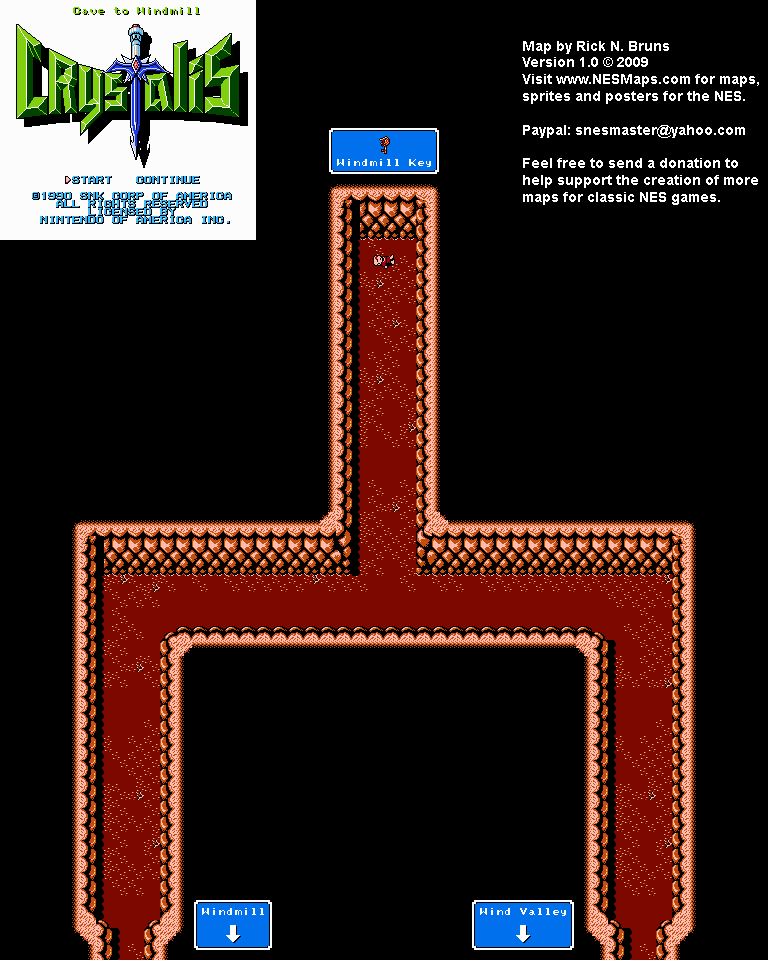 Crystalis - Cave to Windmill Nintendo NES Map