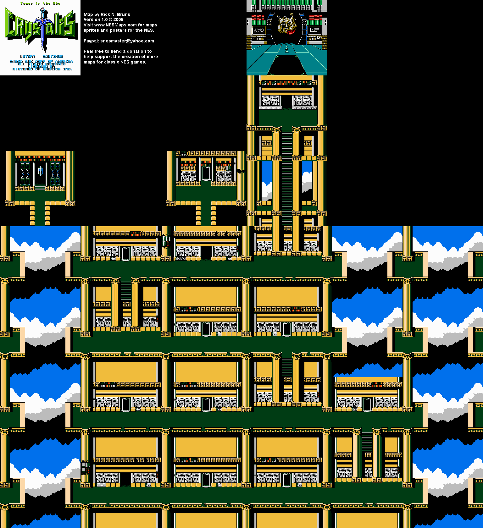 Crystalis - Tower in the Sky Nintendo NES Map BG