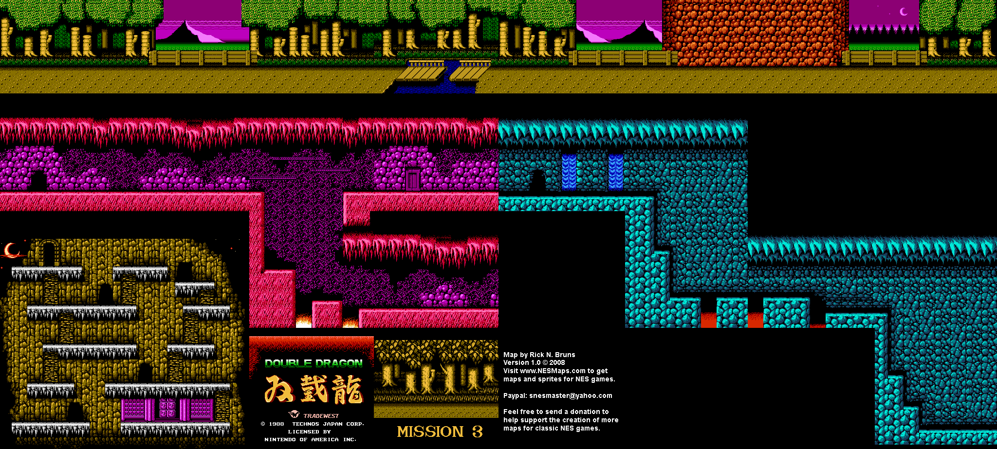 Double Dragon - Mission 3 Nintendo NES Background Only Map