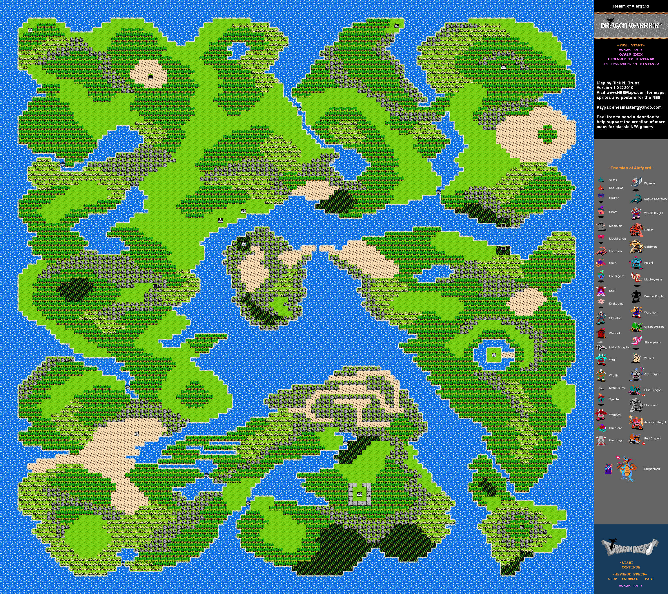 Dragon Warrior - Overworld Nintendo NES Map BG