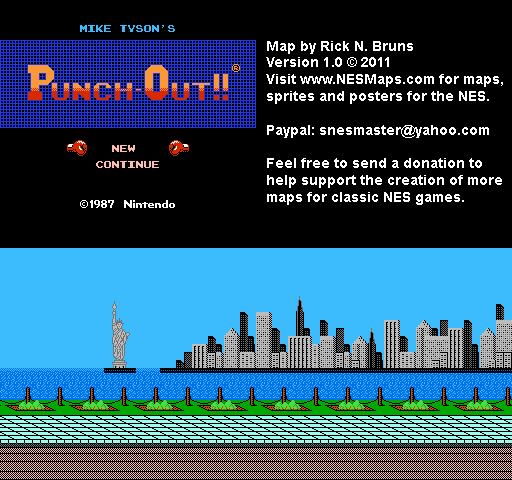 Mike Tyson's Punch-Out!! - Training in NYC Nintendo NES Map BG