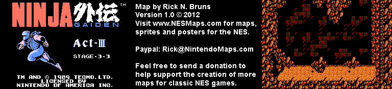 Ninja Gaiden - Stage 3-3 - Nintendo NES Map BG