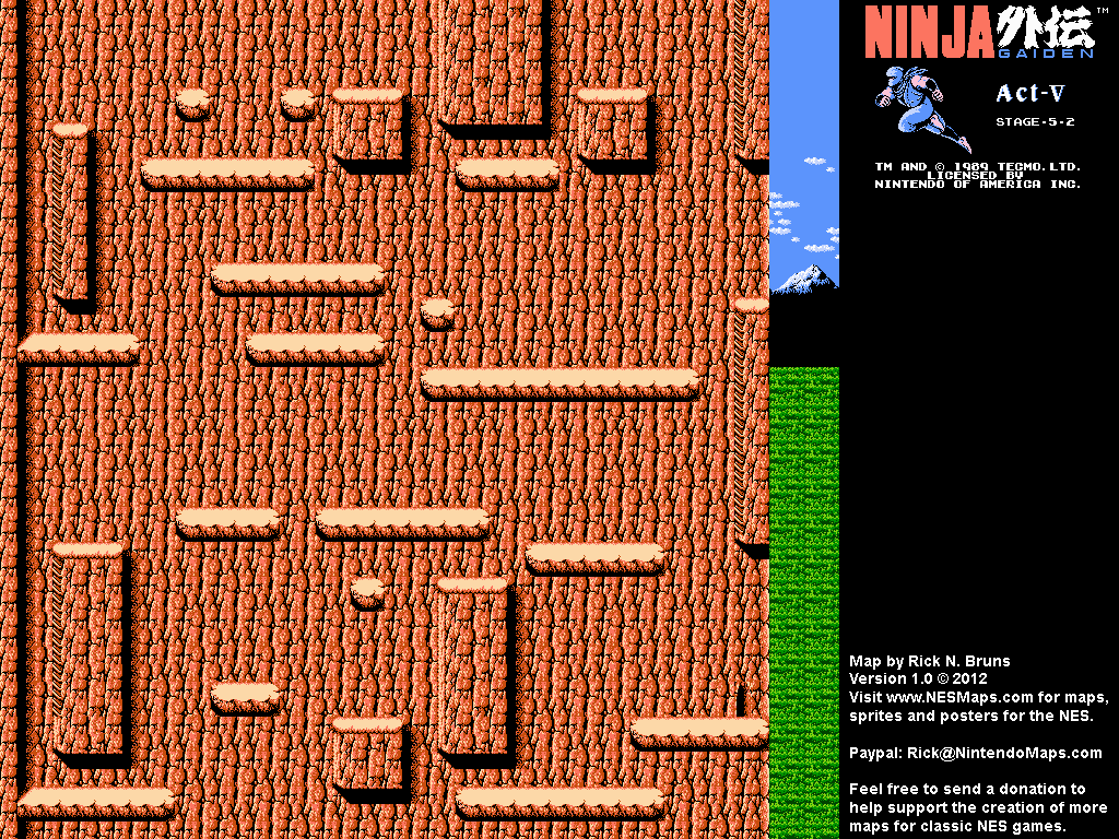 Ninja Gaiden - Stage 5-2 - Nintendo NES Map BG