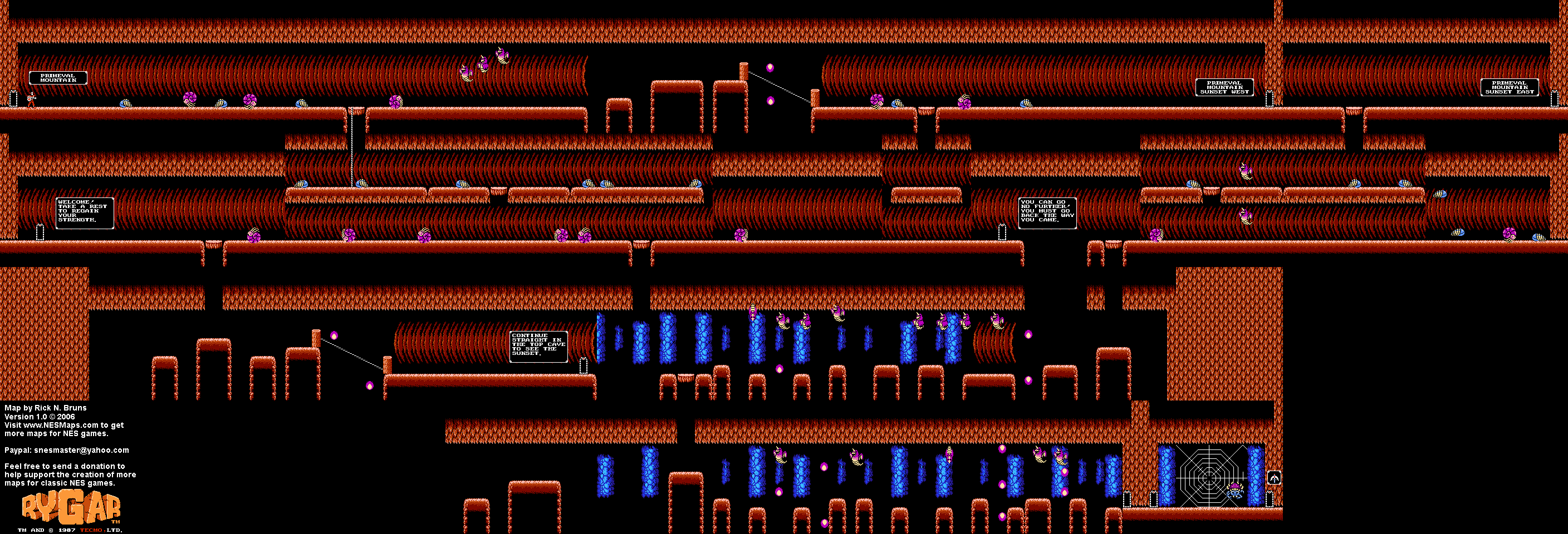 Rygar - Den of Sagila - NES Map
