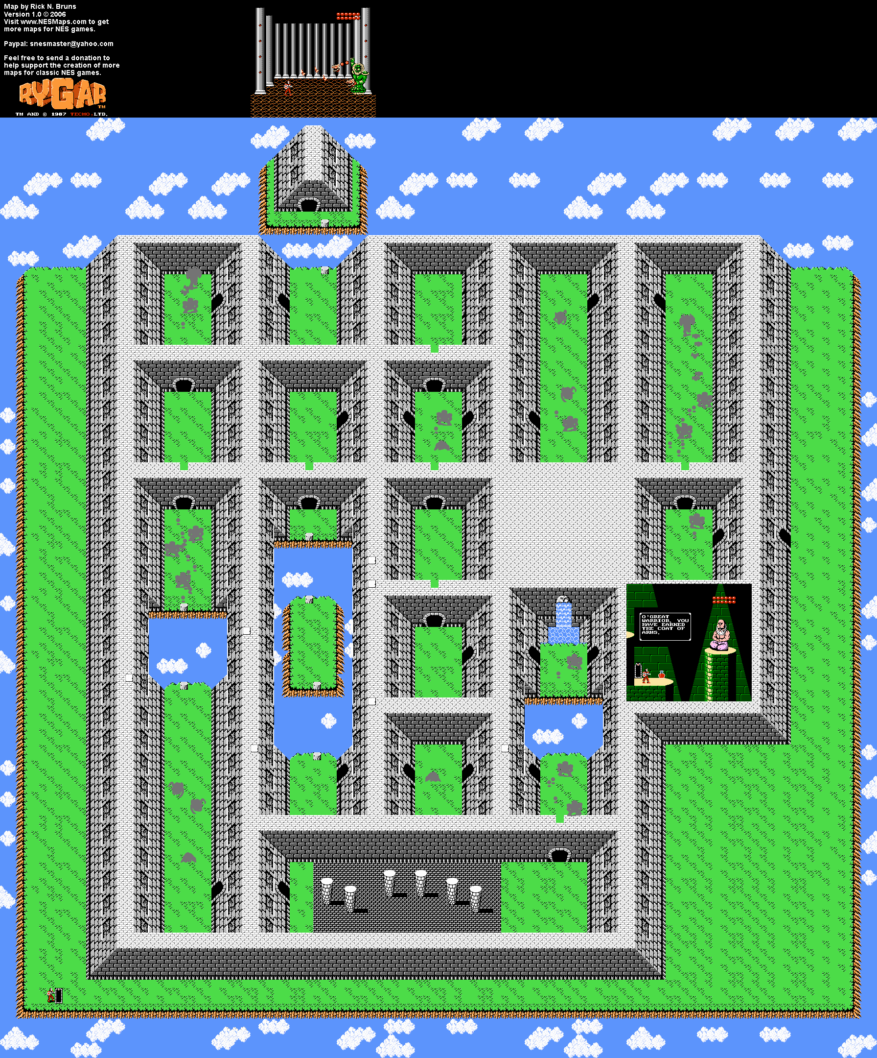 Rygar - Sky Castle - NES Map