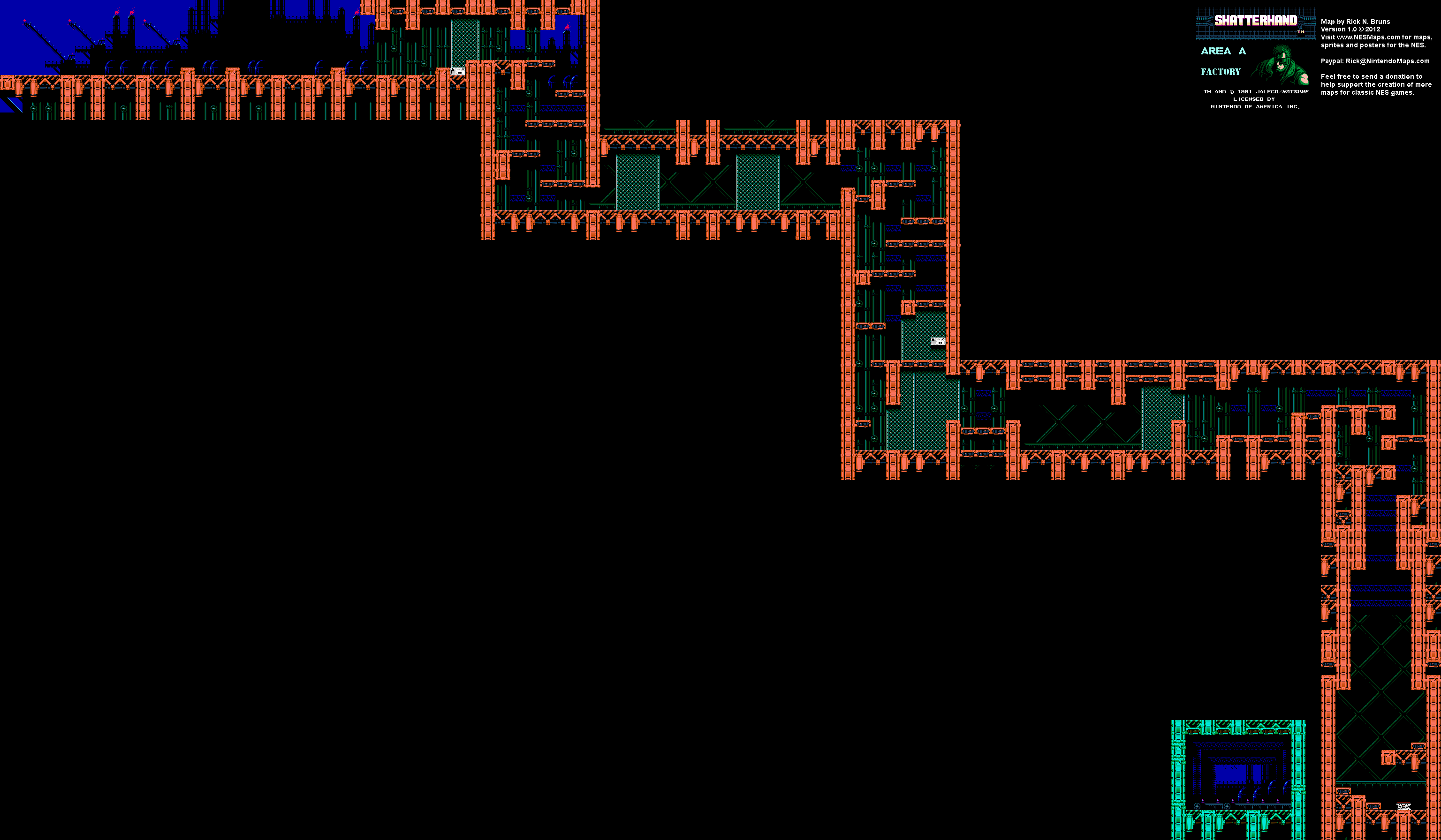 Shatterhand - Area A Factory - Nintendo NES Map BG