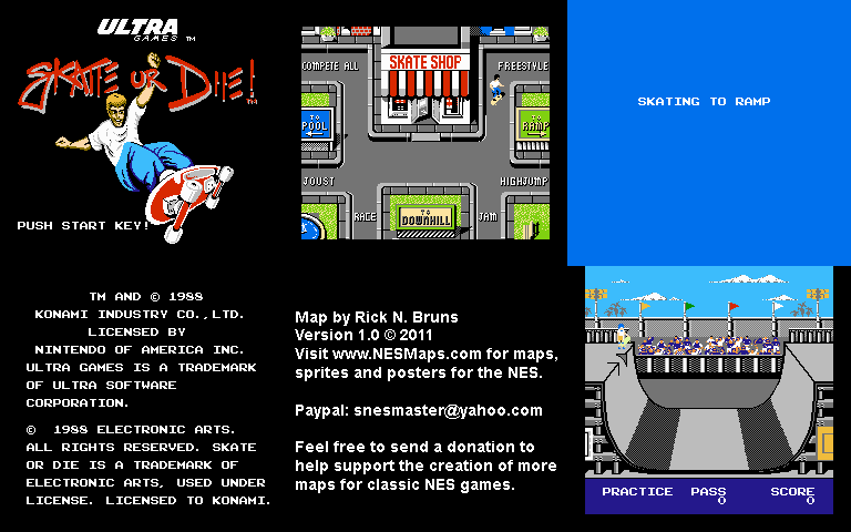 Skate or Die! - Freestyle Nintendo NES Map