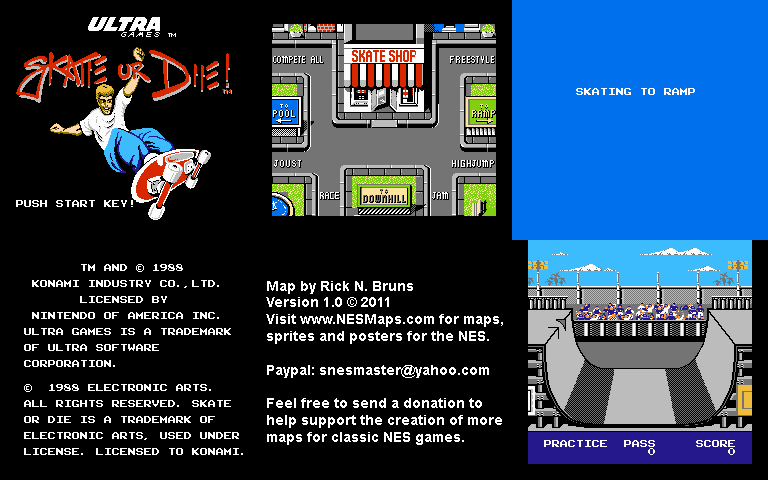 Skate or Die! - Freestyle Nintendo NES Map BG