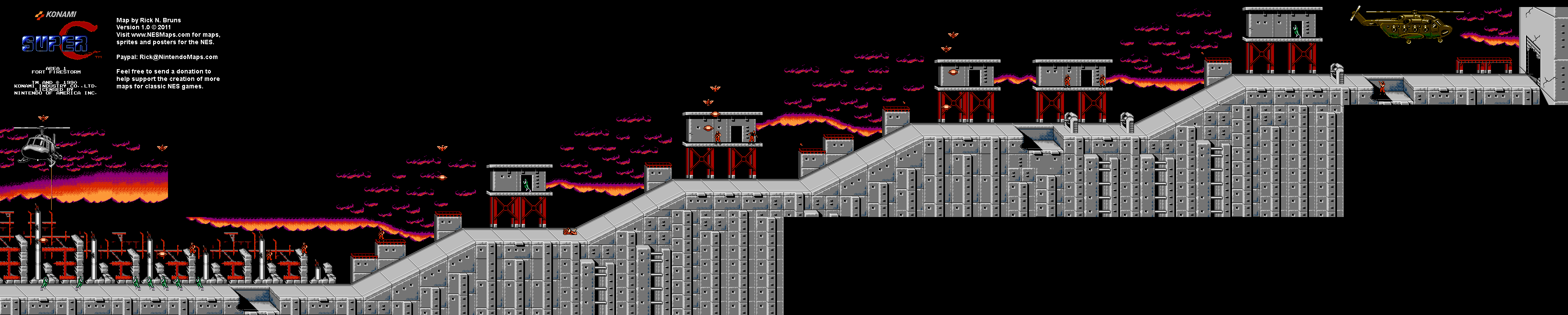 Super C - Area 1 - Nintendo NES Map