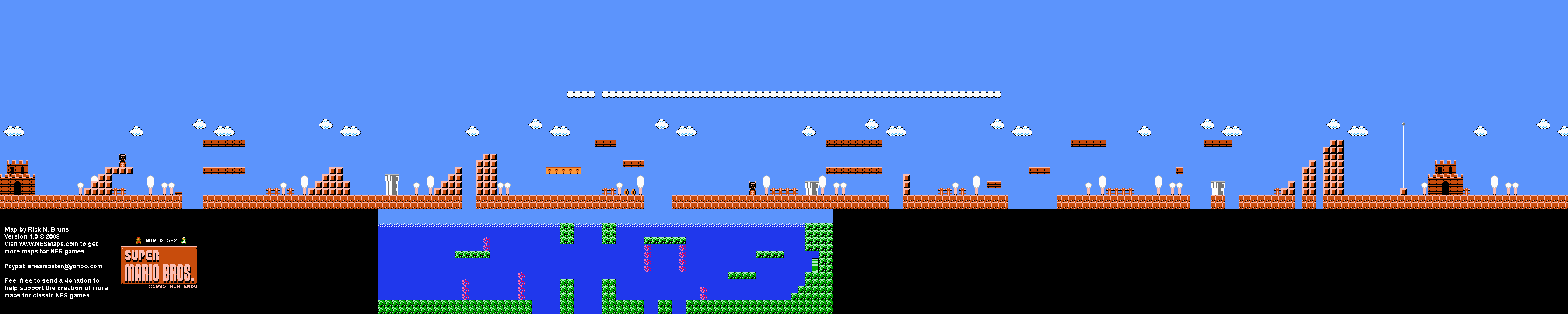 Super Mario Brothers - World 5-2 Nintendo NES Background Only Map