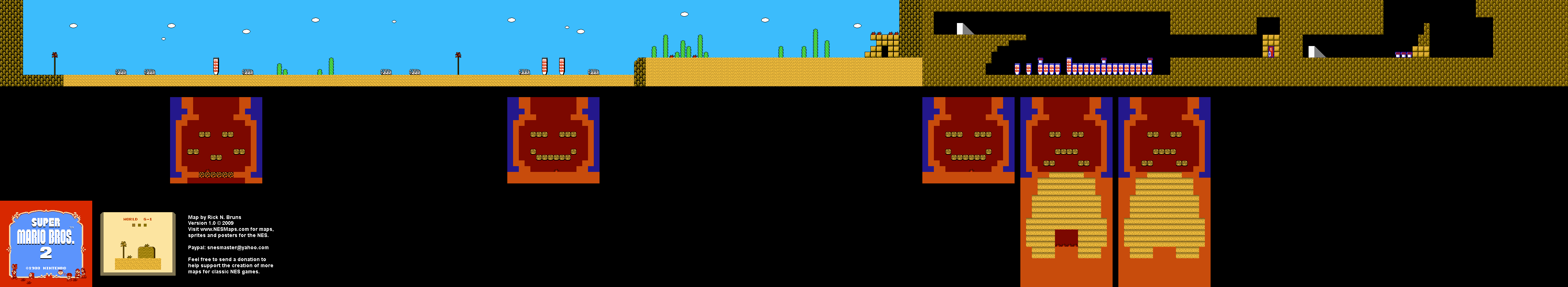Super Mario Brothers 2 - World 6-1 Nintendo NES Background Only Map