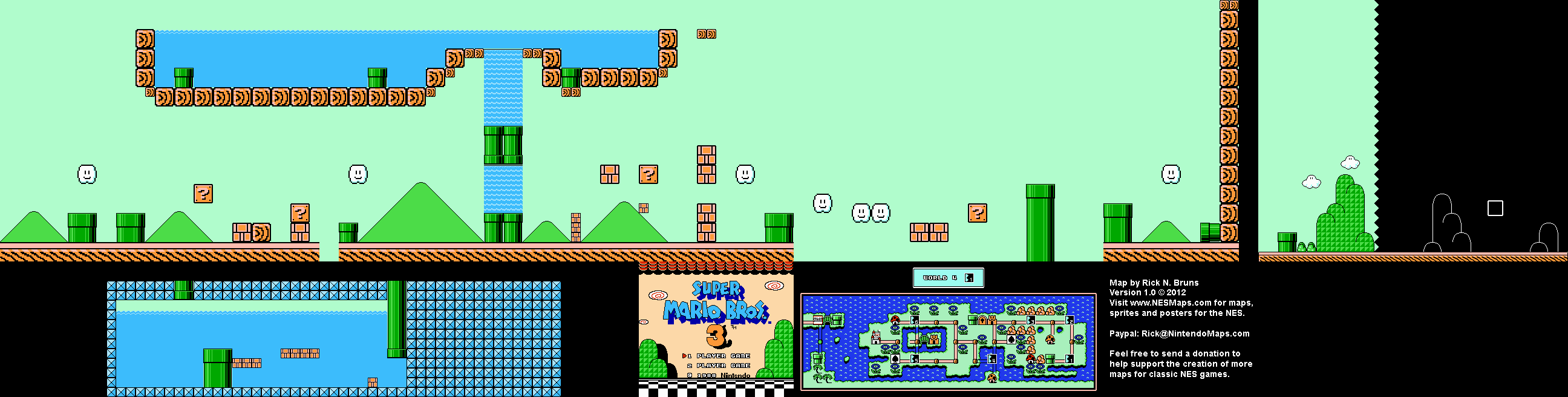 Super Mario Brothers 3 - World 4-1 Nintendo NES Map BG