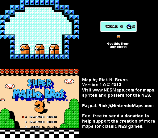 Super Mario Brothers 3 - World 6 Toad's House 2 Nintendo NES Map BG