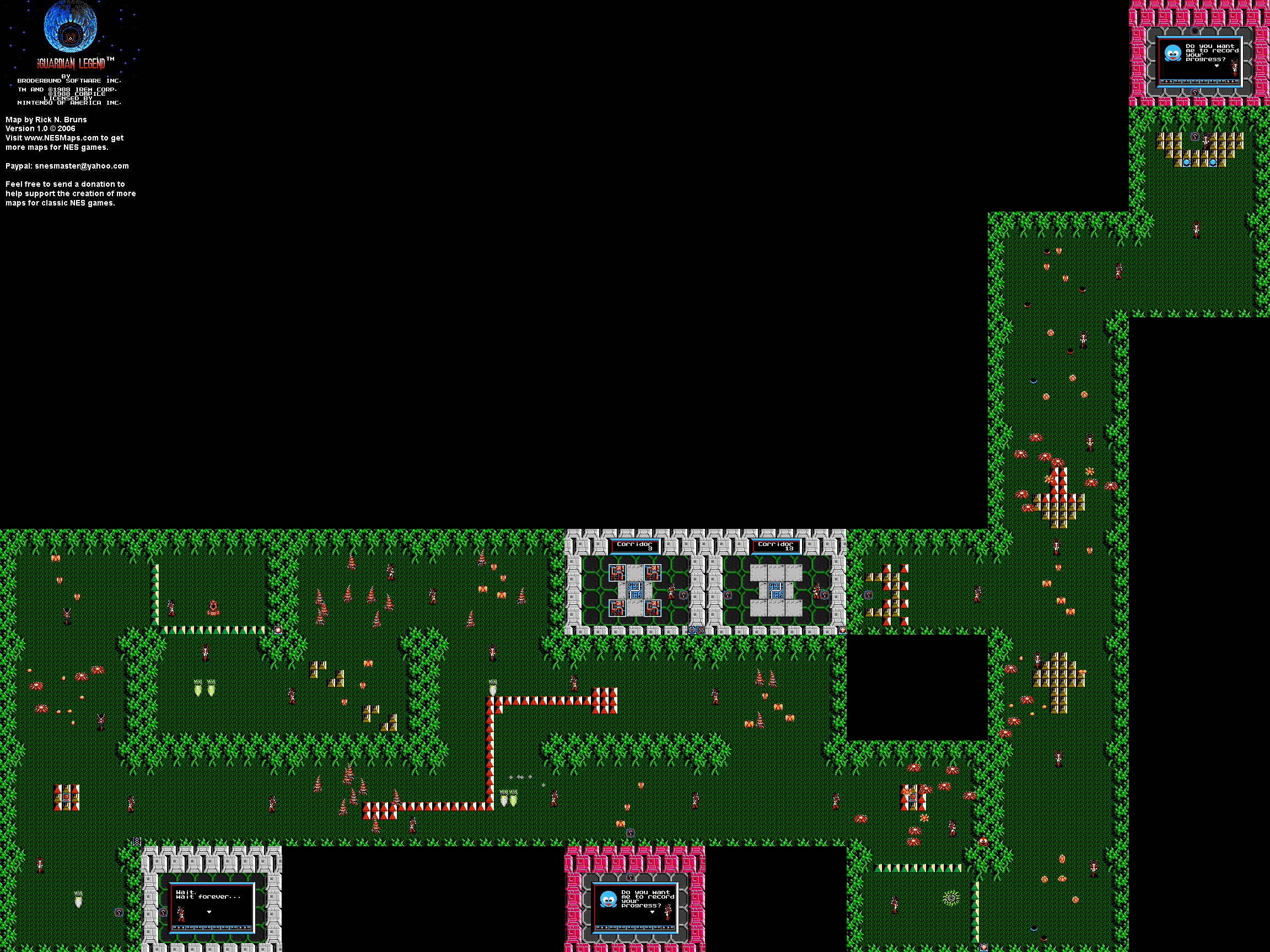 The Guardian Legend - Area 3 - NES Map