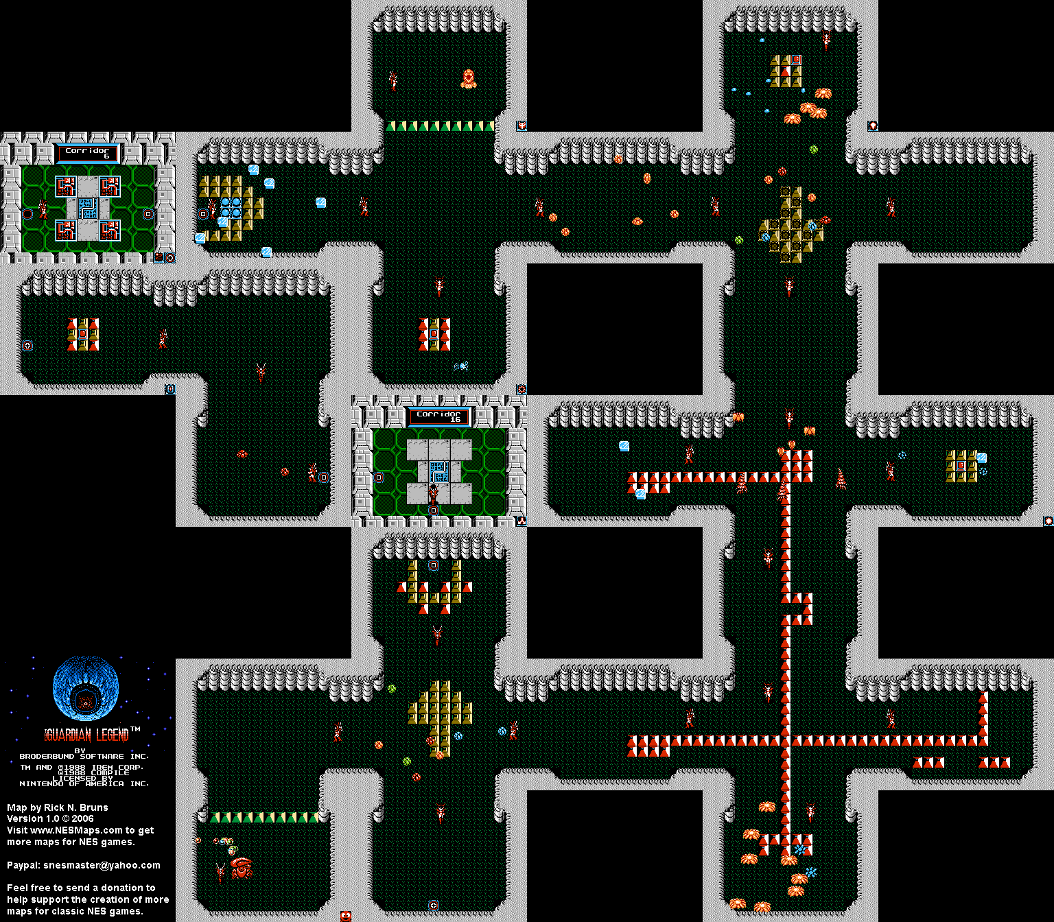 The Guardian Legend - Area 6 - NES Map