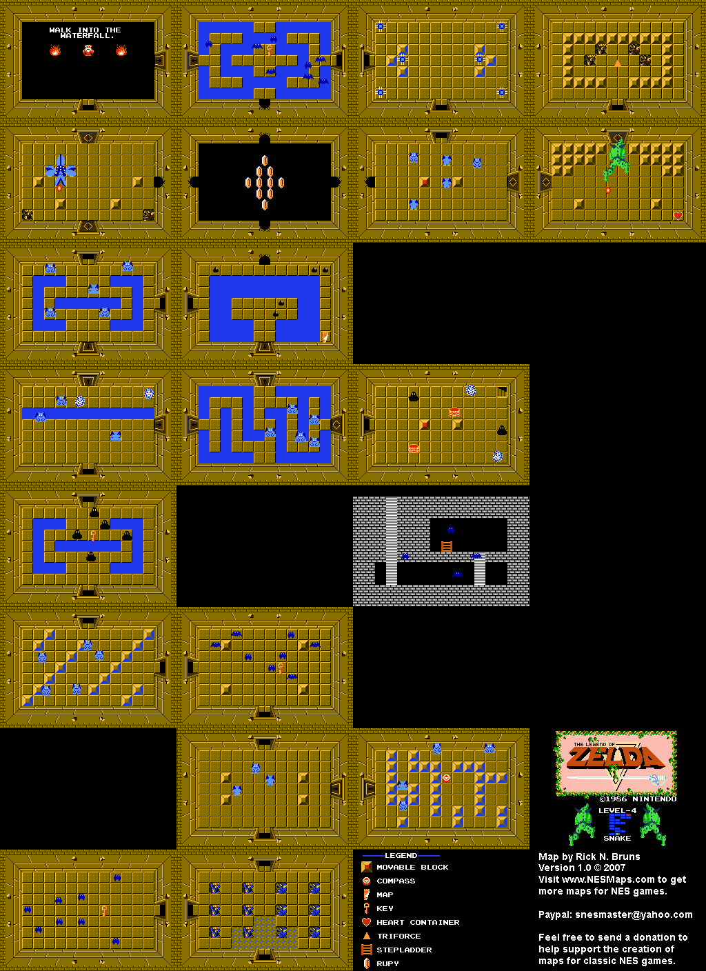 The Legend of Zelda - Level 4 Snake - NES Map