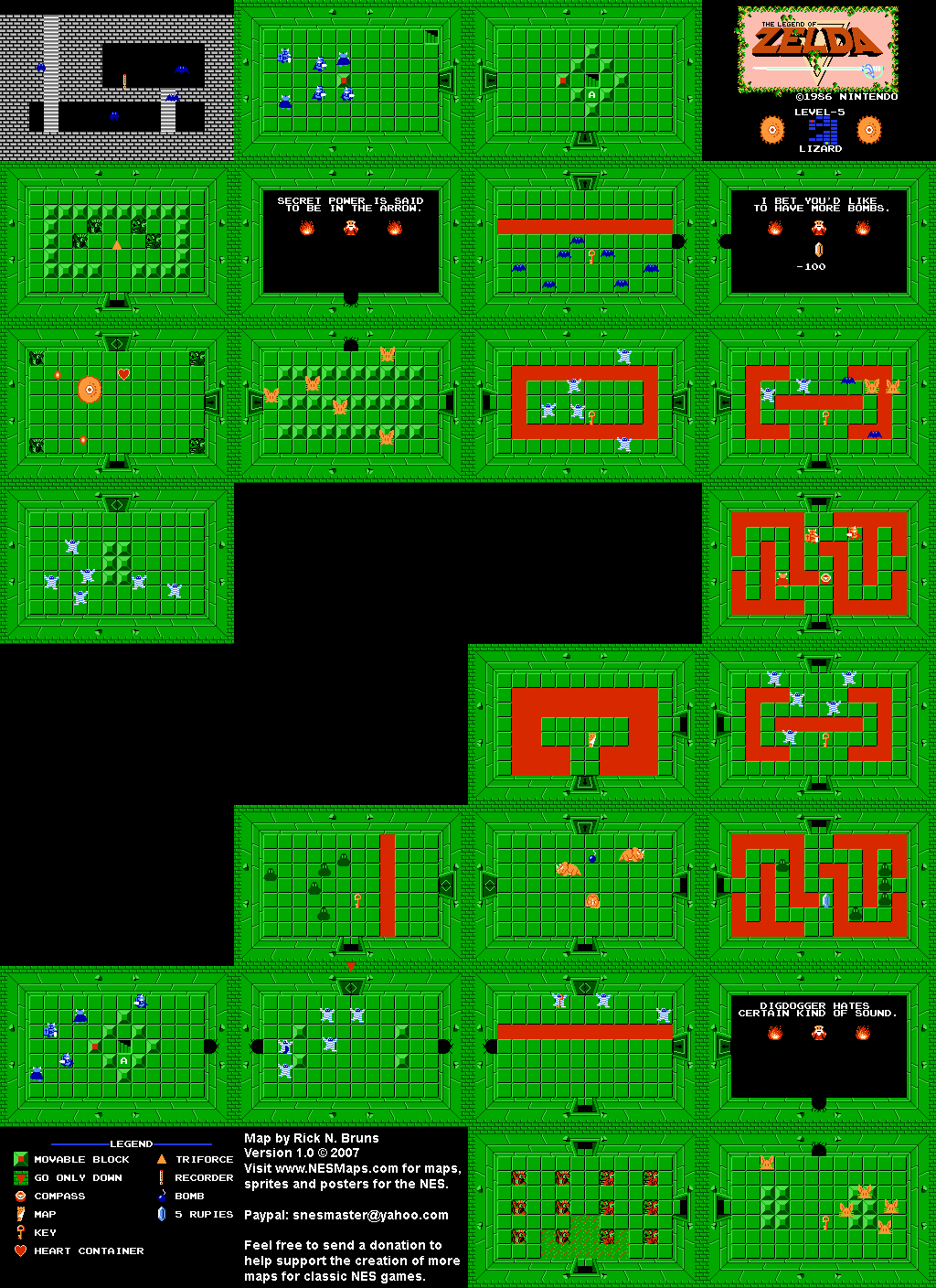 The Legend of Zelda - Level 5 Lizard - NES Map