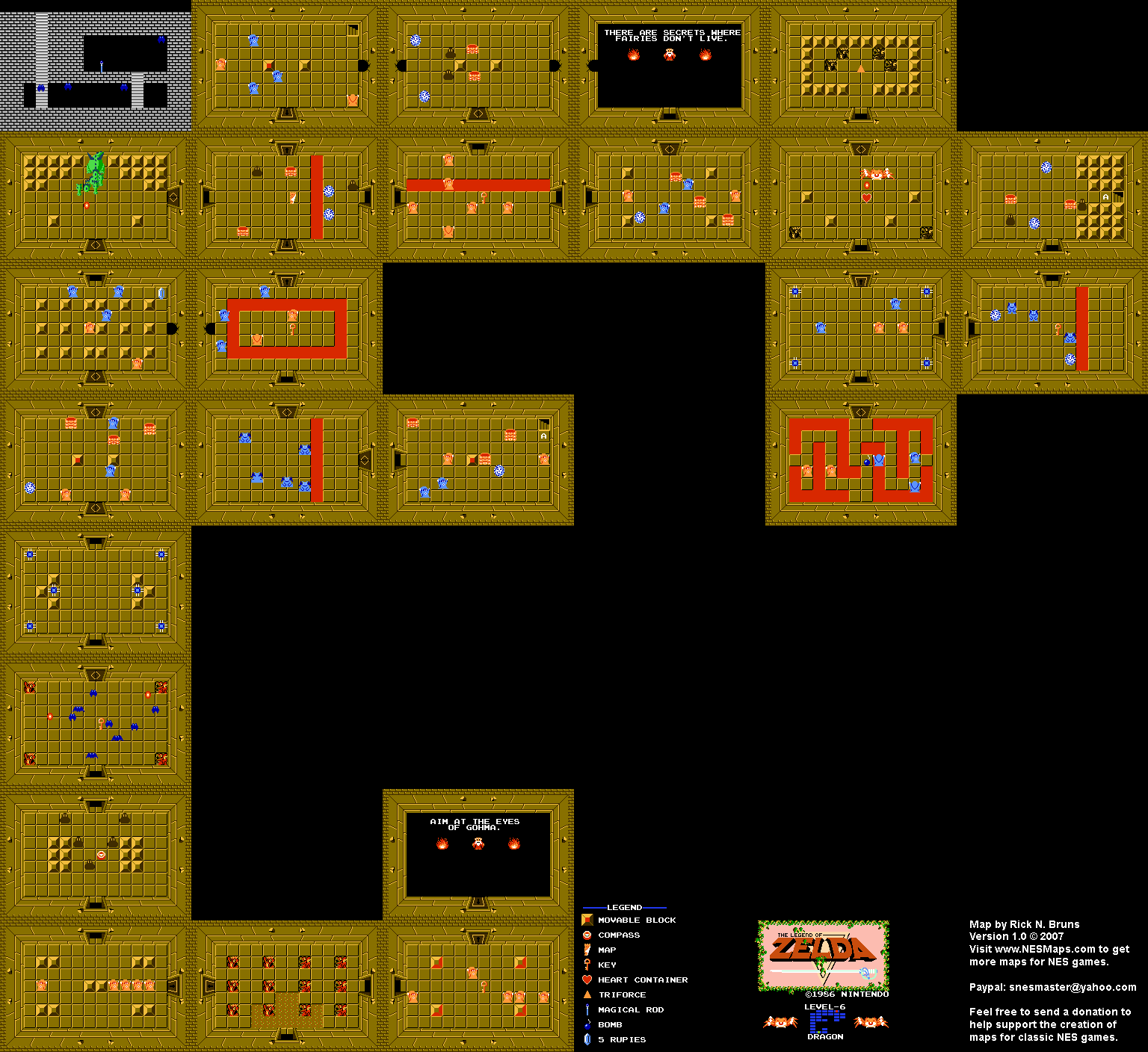 The Legend of Zelda - Level 6 Dragon - NES Map