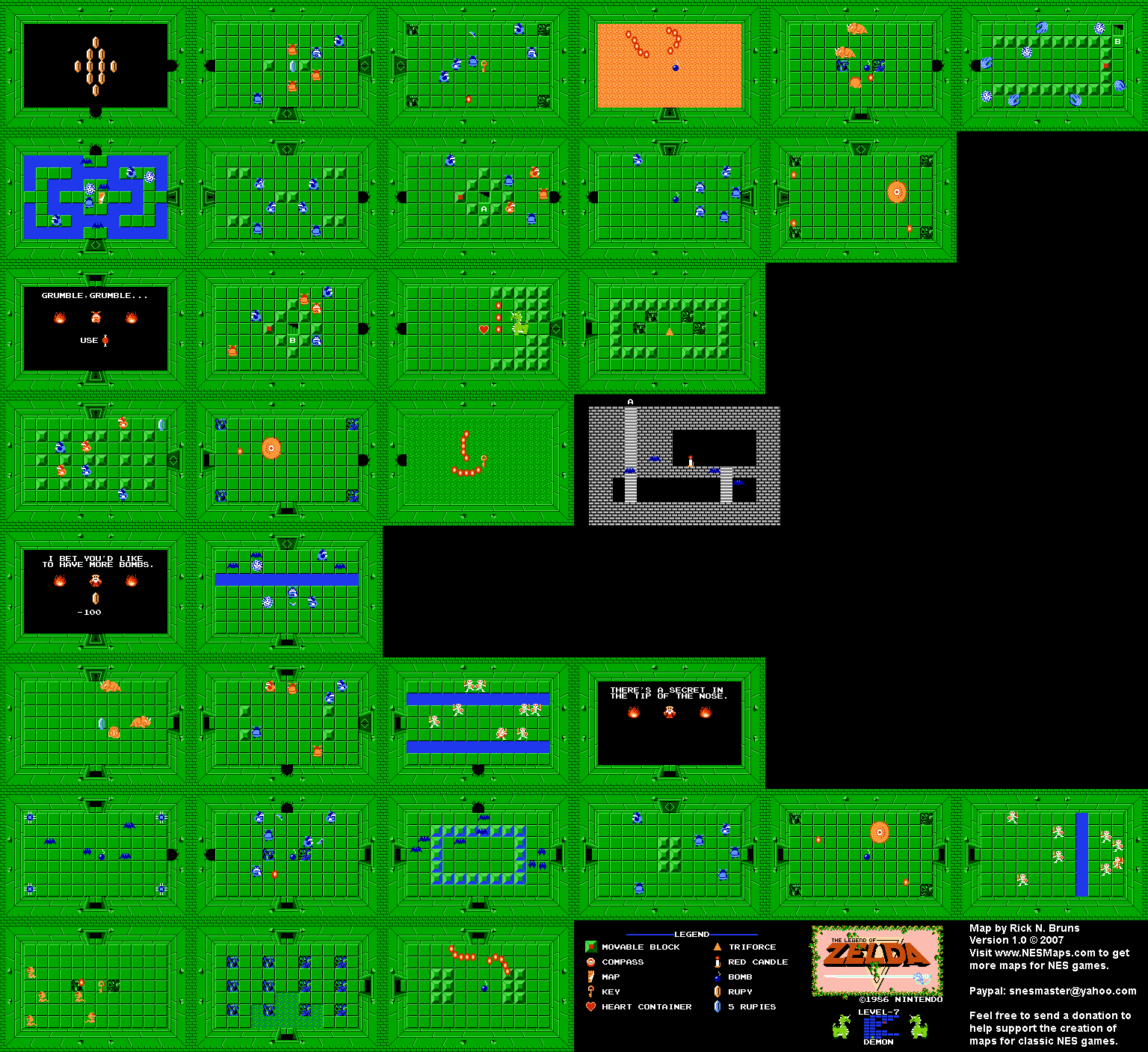 The Legend of Zelda - Level 7 Demon - NES Map