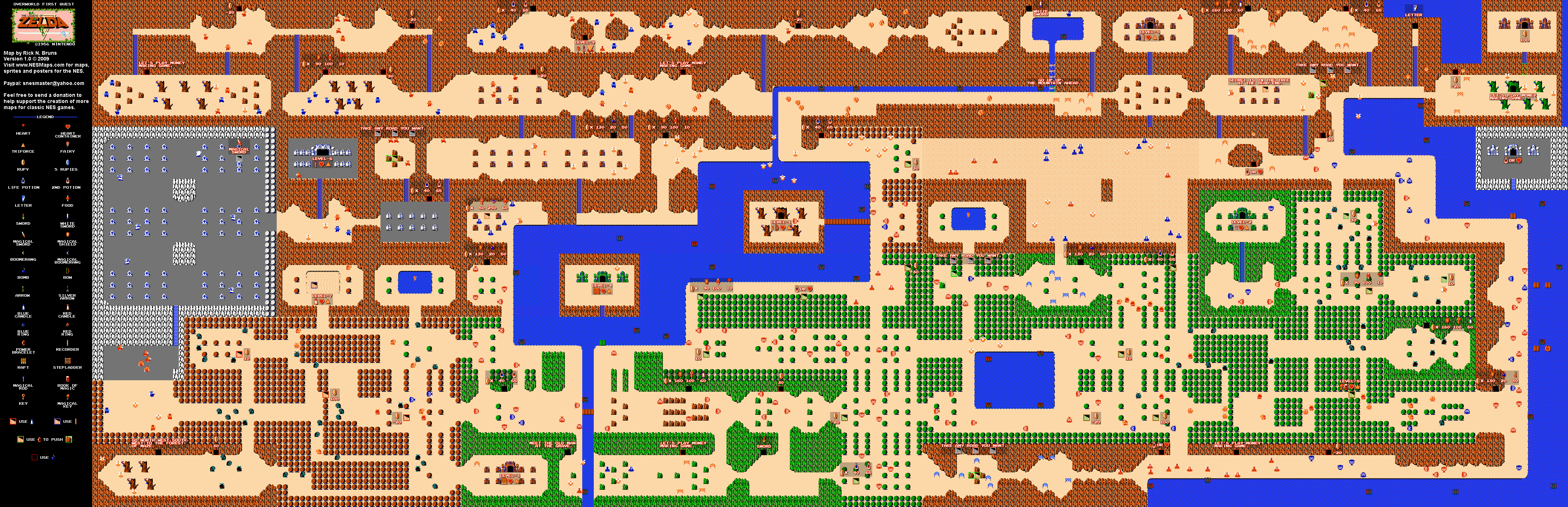 The Legend of Zelda - Overworld Quest 1 - NES Map
