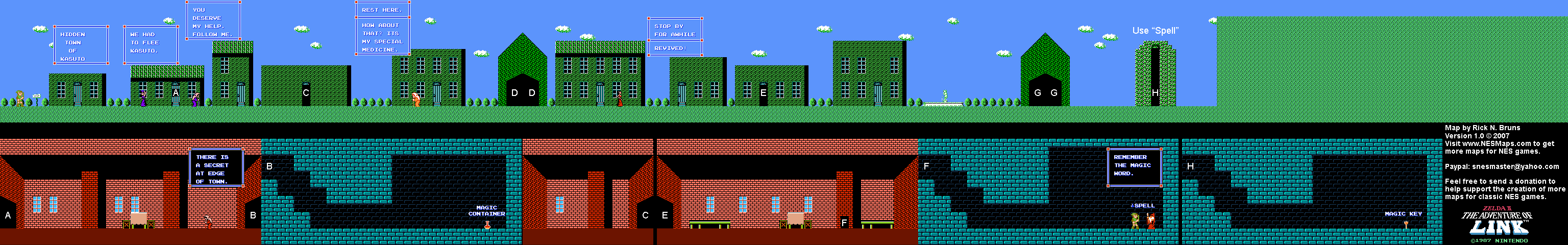 Zelda II The Adventure of Link - Hidden Town of Kasuto [35] - NES Map