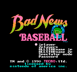 Bad News Baseball Title Screen