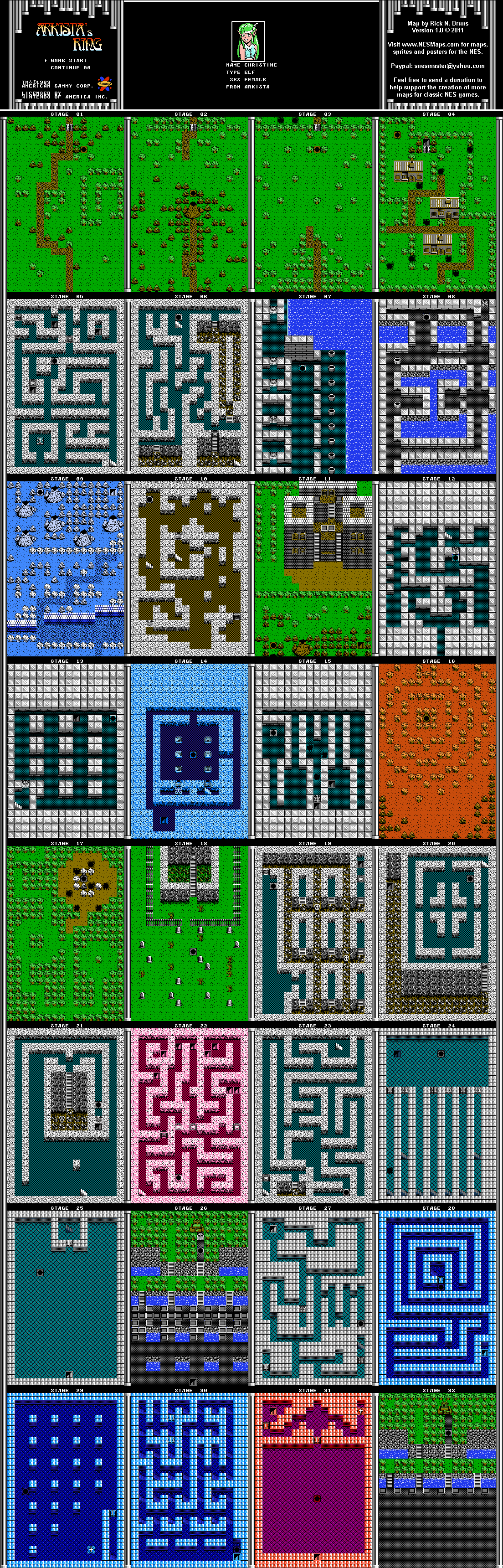 Arkista's Ring - Nintendo NES Background Only Map