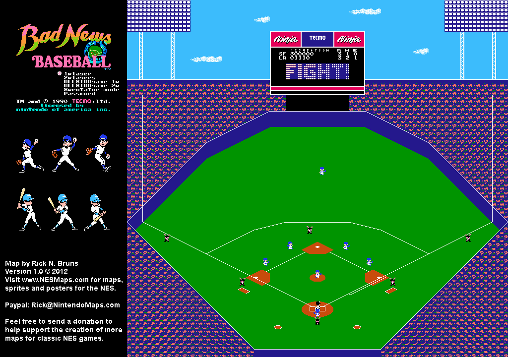 Bad News Baseball - Labeled - Nintendo NES Map
