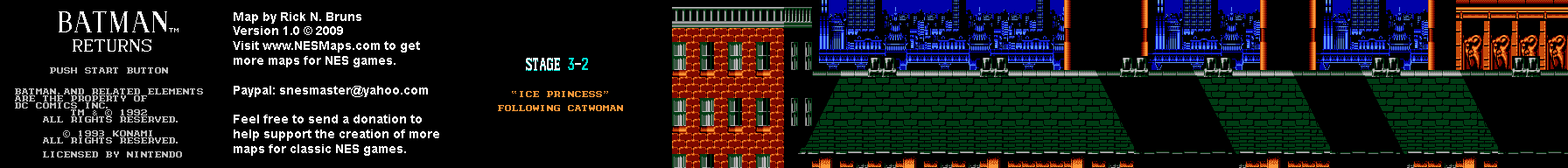 Batman Returns - Stage 3-2 - Nintendo NES Background Only Map