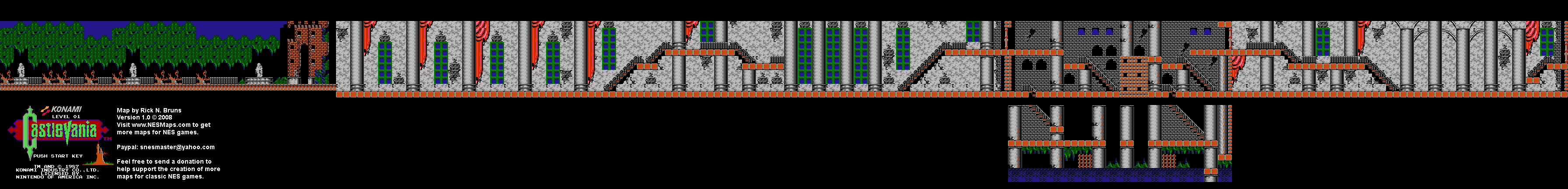 Castlevania - Level 1 Nintendo NES Background Only Map