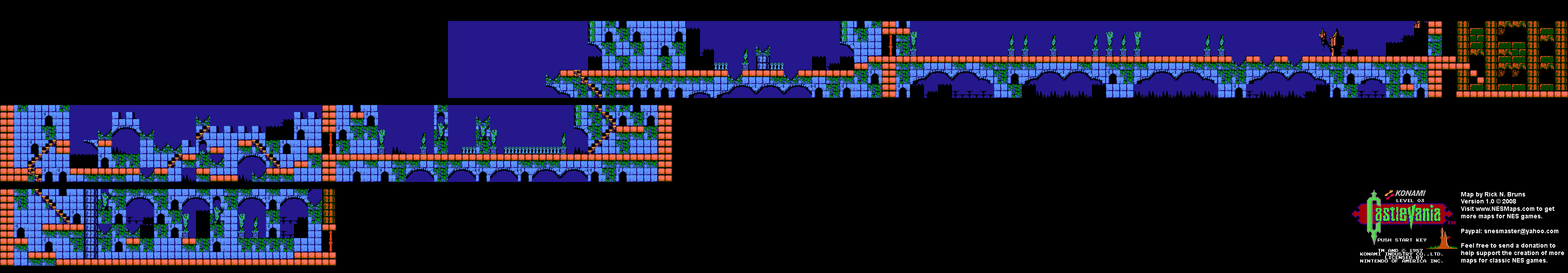 Castlevania - Level 3 Nintendo NES Background Only Map