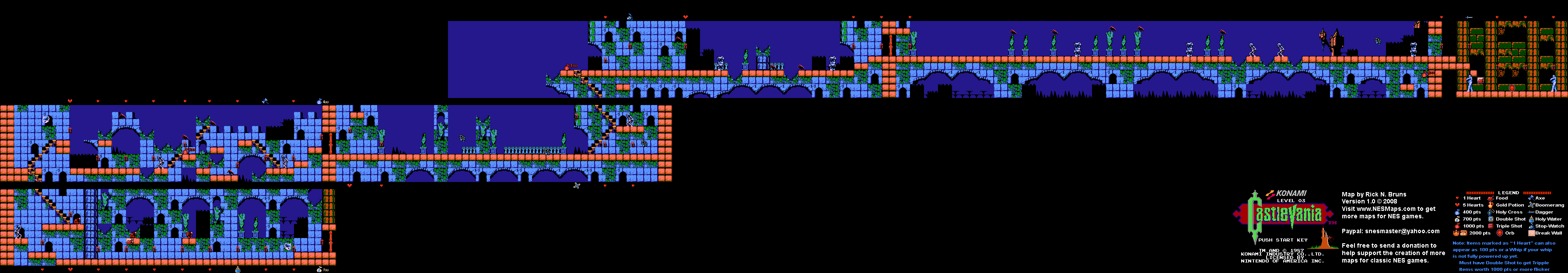 Castlevania - Level 3 Nintendo NES Map
