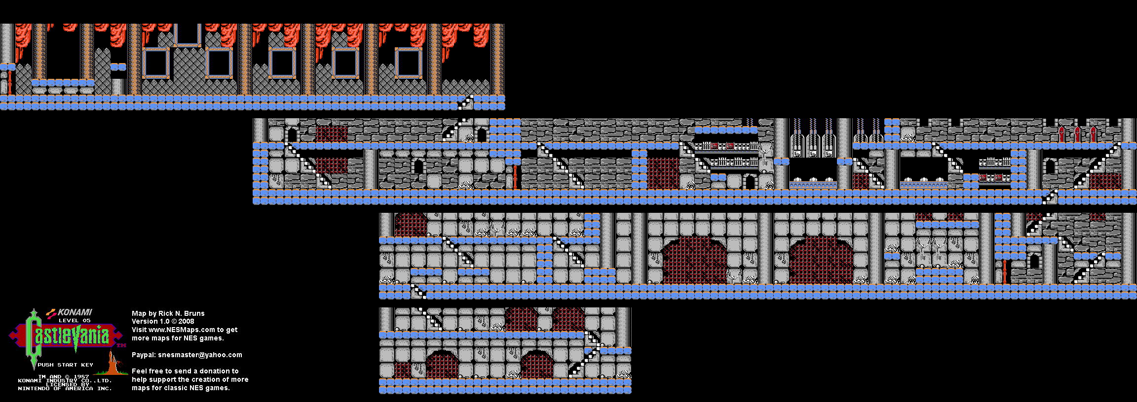 Castlevania - Level 5 Nintendo NES Background Only Map