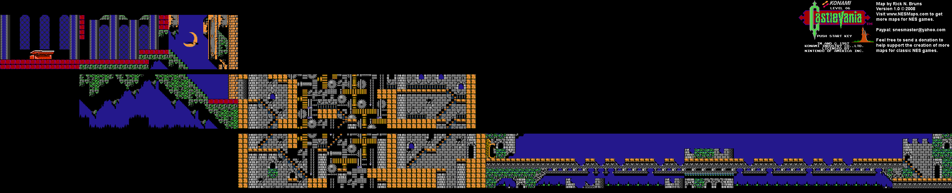 Castlevania - Level 6 Nintendo NES Background Only Map