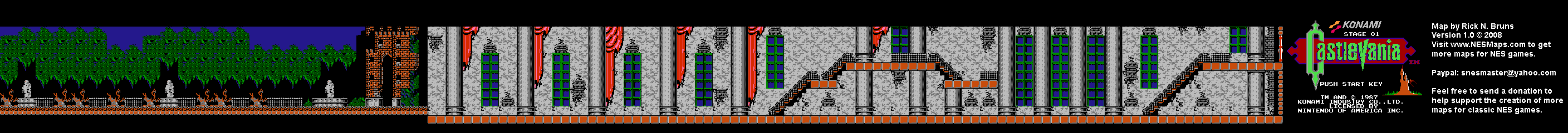 Castlevania - Stage 01 Nintendo NES Background Only Map