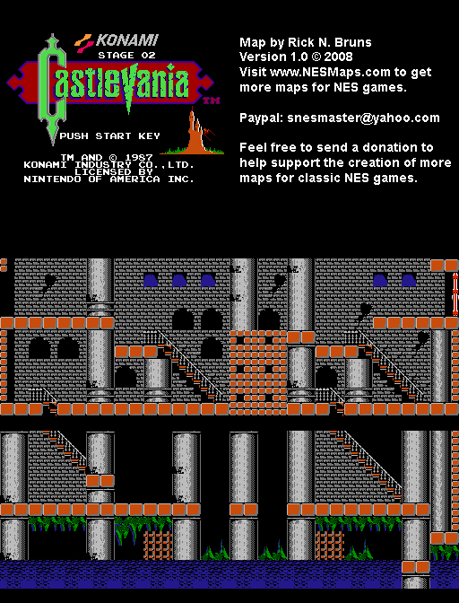 Castlevania - Stage 02 Nintendo NES Background Only Map