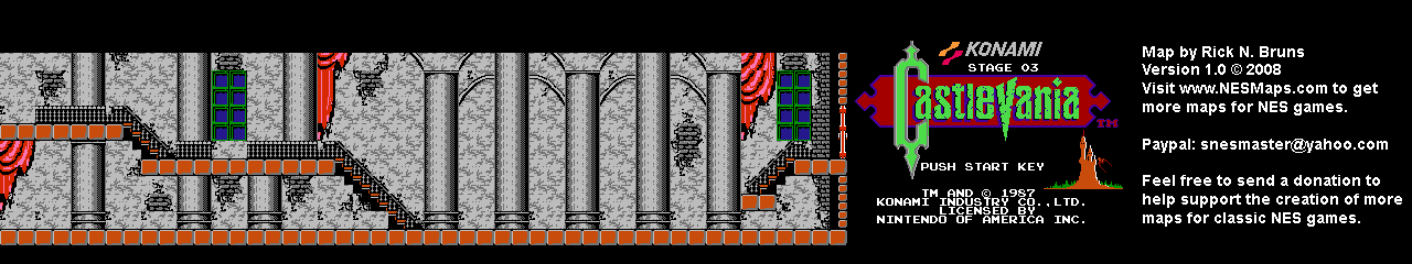 Castlevania - Stage 03 Nintendo NES Background Only Map