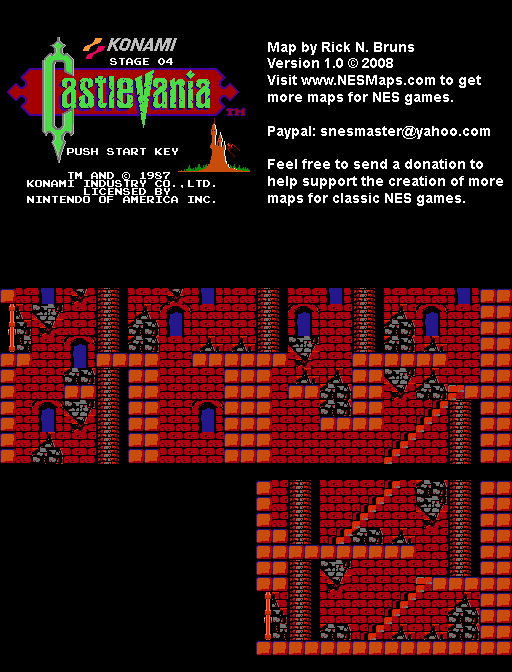Castlevania - Stage 04 Nintendo NES Background Only Map