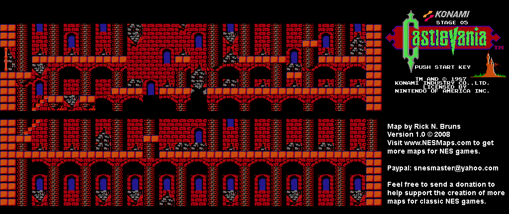 Castlevania - Stage 05 Nintendo NES Background Only Map